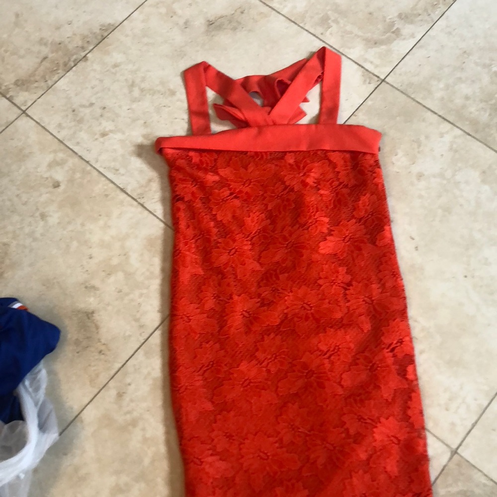 Orange cocktail dress with bow